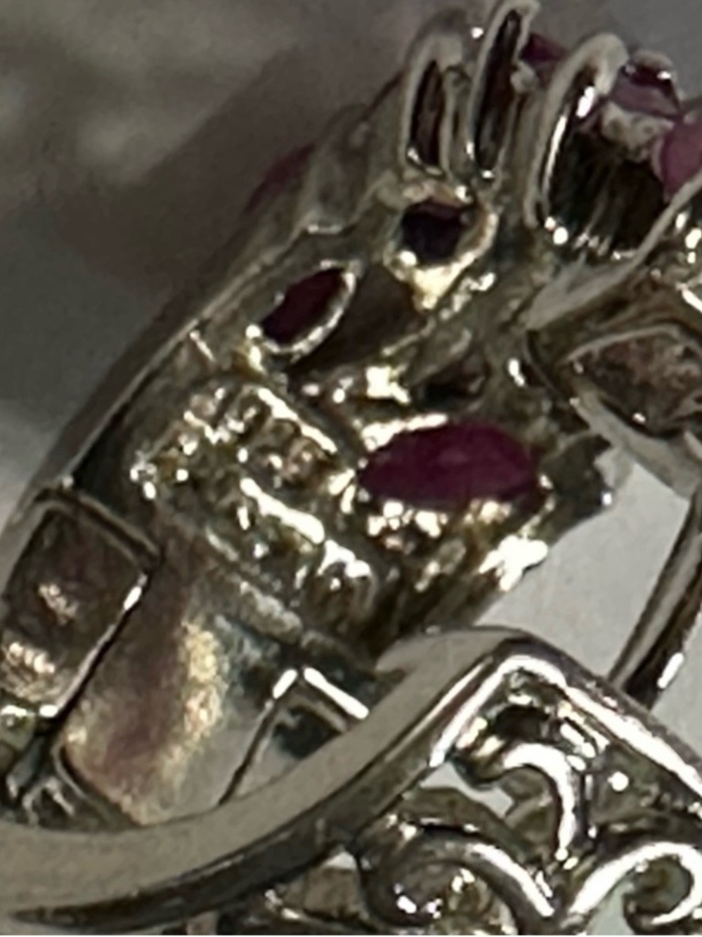 Vintage Sterling Silver Pink/Red Ruby Hinged Huggie Earrings For Pierced Ears - Picture 6 of 10